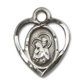 Bliss Sterling Silver Saint Ann Medal Pendant Necklace 18" Chain GiftBox