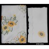 Creative Linens Sunflower Tablecloth Embroidered Cutwork Table Cloth 70x90 Rectangular