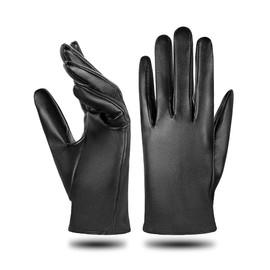 MELLIEX Women's Leather Gloves, Thin Unlined PU Leather Gloves, Touchscreen Windproof Leather Gloves, Black, black