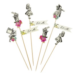 Talking Tables Lot de 12 Pics Alimentaires, Alice Au Pays des Merveilles, Papier, Multicolor