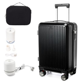 Vacuum Carry on Luggage with TSA lock for Men & Women, 20 Inch Medium Size Overhead Luggage Airline Approved,Hard Shell Rolling Suitcase with Spinner Wheels, Lightweight Travel Suitcase(Black)