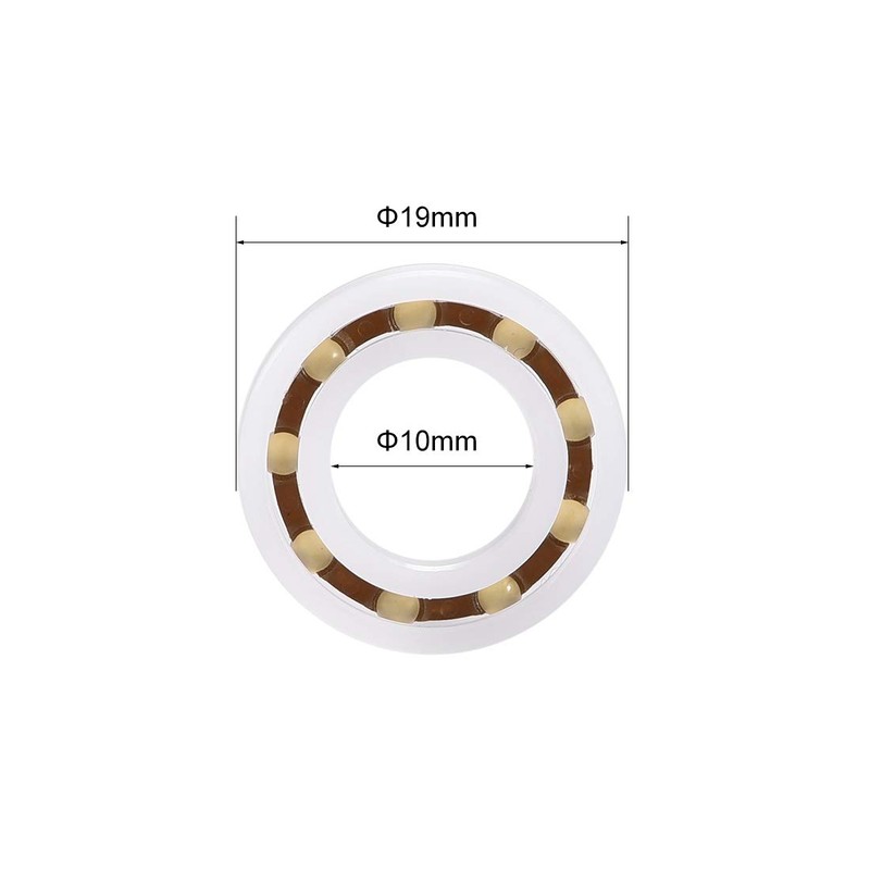 sourcing map 6800 Plastic Bearings 10x19x5mm Glass Ball Nylon Cage