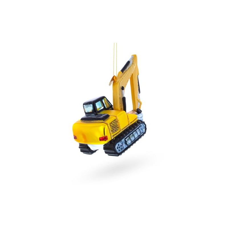 Excavator Blown Glass Christmas Ornament