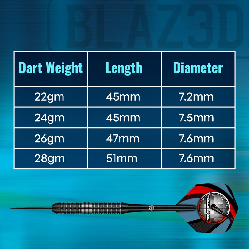 Shot! Darts Redline BLAZ3D Steel Tip Dart Set Front Weighted