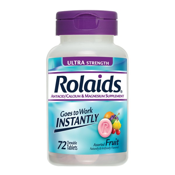 Rolaids Antacid Calcium & Magnesium Supplement Ultra Strength Tablets, Fruit 72 ea