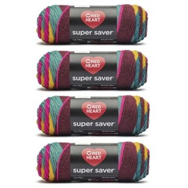 Generic Bulk Buy - Red Heart Super Saver Jeweltone Stripe Yarn - 4 Pack of 141g/5oz - Acrylic - 4 Medium (Worsted) - 236 Yards - Knitting/Crochet