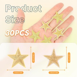 30PCS Gold Star Iron on Patches, Sew on Star Embroidered Applique Patches (1 Inch) for Clothing Repair and Embellishment, Ideal for Jackets, Hats, Backpacks, Jeans, and Creative DIY Projects