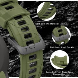 HAYONLIY Sport Band Compatible for Garmin Instinct 3 45mm/Instinct 3 50mm, 22mm/26mm Soft Silicone Waterproof Adjustable Strap for Garmin Instinct 3 SOLAR/AMOLED for Men Women