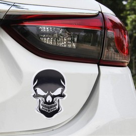 3D Metal Skull Sticker Logo Emblem Badge Car Sticker Motorcycle Skull Chrome Black Bathroom Car