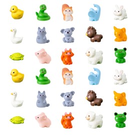 Nhemeylp 30 PCS Mini Resin Animals, 15 Styles Mini Animals, Colorful Resin Animals for DIY Miniature Micro Dollhouse Aquarium Decorations Garden Landscape