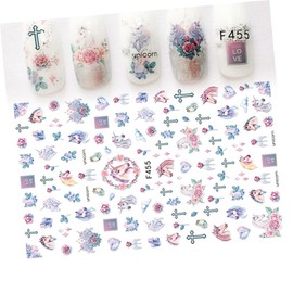FOMIYES Elegant Manicure Nail Accessorie 4 Pack of Unique Nail Art Stickers Unicorns Rainbows for Girls Women