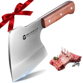 Dream Reach Meat Cleaver Knife Heavy Duty Bone Chopper Stainless Steel Butcher Axe Hand Forged Butcher Knife Meat Bone Cleaver for Kitchen Outdoor BBQ, Christmas Gifts for Men Women