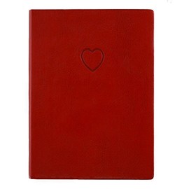 Eccolo Red Embossed Heart Writing Journal Notebook, 256 Lined Pages, Flexible Faux Leather Cover, 5-x-7-inch