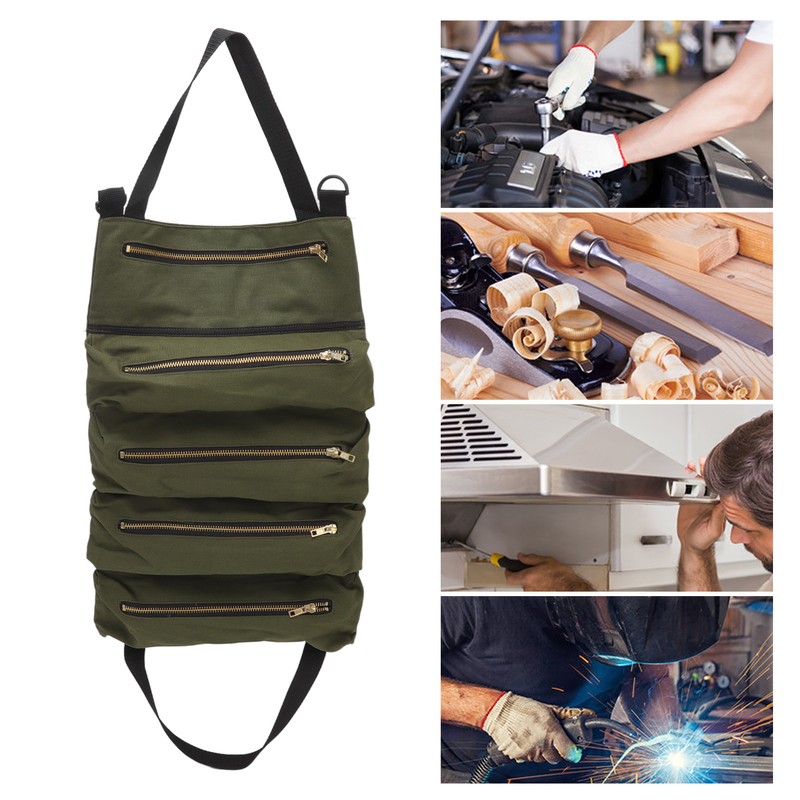 Car Back Seat Tool Storage Bag Canvas Garden Foldable Roll