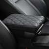 POKSRI Car Center Console Cover pad Genuine Cowhide Leather,Black Armrest