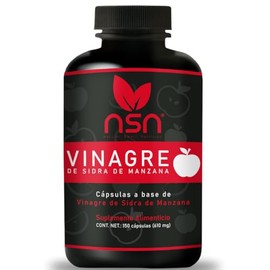 NSN  Vinagre de Sidra de Manzana  Pimienta Cayena  Tómalo antes de cada Comida  1800 mg por porción al día  Formulado por la Dra. Friné Velázquez...  