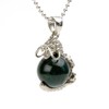 Happy Bomb Bloodstone Dragon Pendant Necklace 12mm Brass Natural Stone