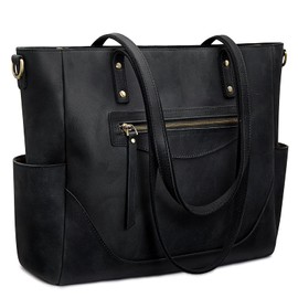 S-ZONE Genuine Leather Tote Bag for Women Large Shoulder Purses Work Handbags with Crossbody Strap Vintage