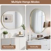 JENBELY Gold Oval Mirror, 17x30 Inch Pill Shaped Metal Frame