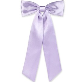 WantGor Long Tail Bow Hair Clips, Hair Ribbon Bows Satin Bowknot Clip Large Hair Barrettes Accessories Cute Ponytail Holder for Women Daily Party Wedding Prom (Purple)
