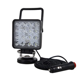 PICAA 1-Piece 4 Inch LED Work Light with Magnetic Base, Square 48 W LED Spotlight Light Bar Car Offroad 4x4 Truck Tractor 12 V 24 V Additional Headlight