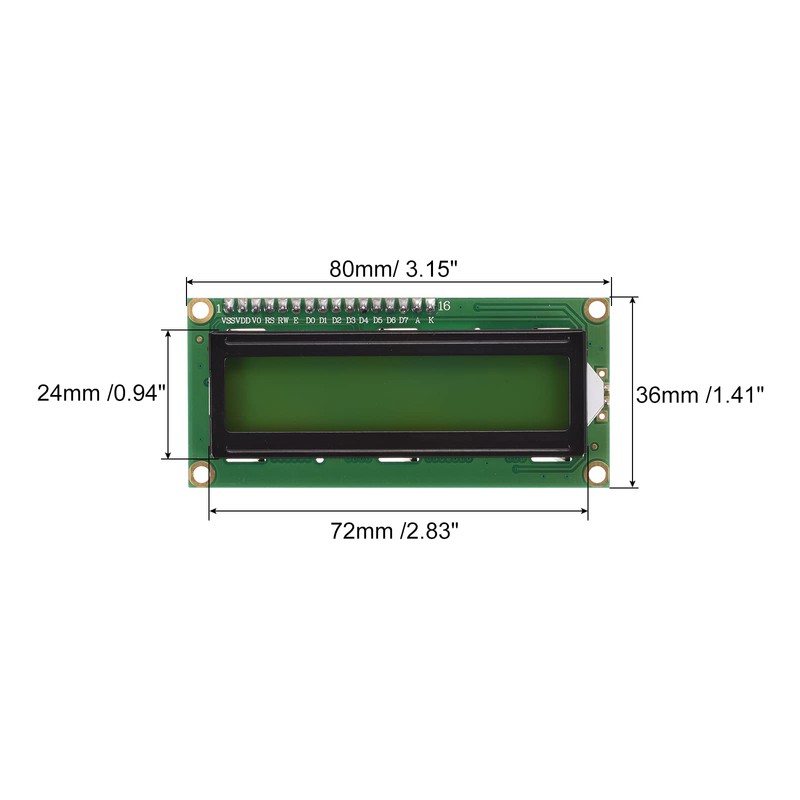 sourcing map LCD 1602 5V with 16 Pin Backlight 16x2