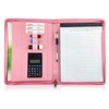 Zippered Padfolio A4 PU Leather Portfolio Organizer with Calculator for