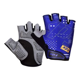 FDX All Day Half Finger Cycling Gloves - Gel Padded, Anti-Slip, MTB Gloves Breathable Fingerless Mitts for Cycling (All Day-Blue, L)