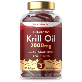Antarctic Krill Oil 2000mg | High Strength | 120 Capsules | with Natural Astaxanthin and Phospholipids | Omega-3 EPA/DHA | Pure Premium Supplement | No Artificial Preservatives | by Horbaach