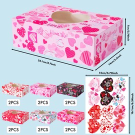 SPERPAND 12pcs Valentines Cookie Boxes with Window, 8.7" x 5.5" x 2.7" Heart Box for Valentine Decor, Wedding, Bithday Party, Bakery Boxes