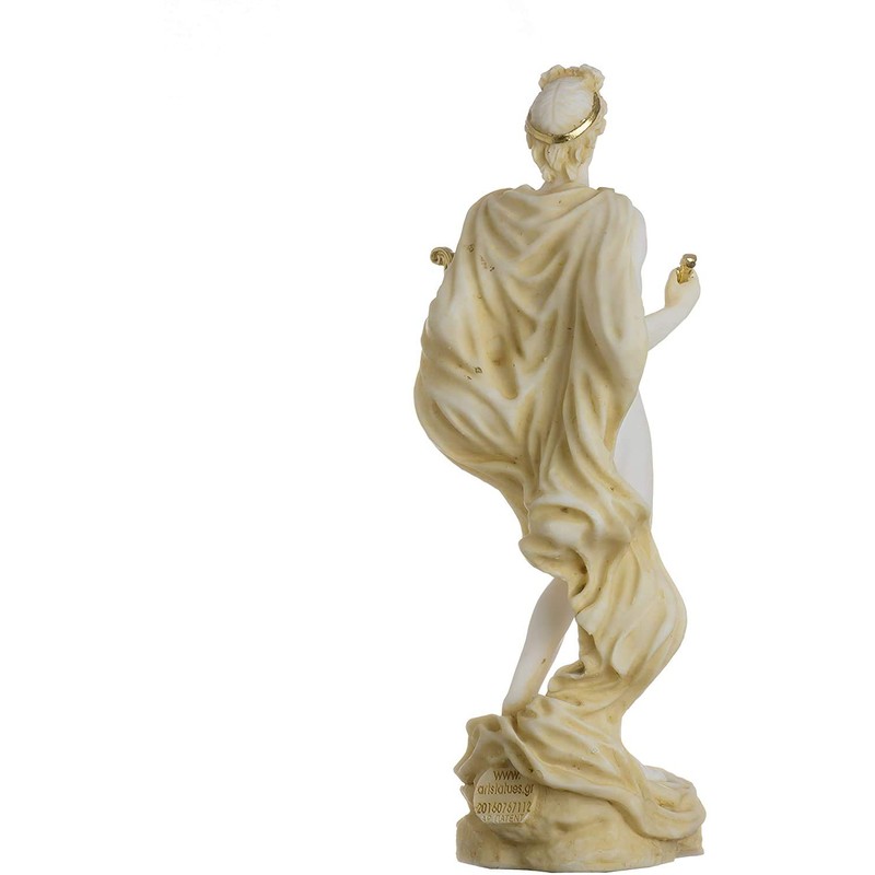 Apollo God of Music Poetry Art Gold Tone Alabaster Statue