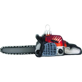 Krebs Glas Lauscha - Weihnachtsdekoration/Christbaumschmuck aus Glas - Weihnachtsbaumanhänger - Motiv: Kettensäge - Größe: ca. 14 cm