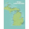 Best Maps Ever Michigan Lighthouses Checklist 18x24 Poster (Green &