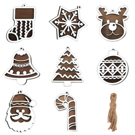 HBell 24pcs Christmas Wooden Ornaments Wooden Snowflakes with Holes,Unfinished Wooden Slices for Kids DIY Crafts Christmas Hanging Decoration Xmas Gifts (24pcs Double)