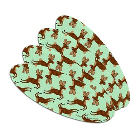 Prancing Reindeer Christmas Pattern Double-Sided Oval Nail File Emery Board Set 4 Pack