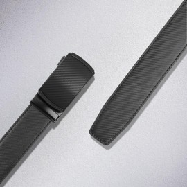 Nelbons Men's Belt, Slide Ratchet Belt for Men with Leather 1 3/8“ width 35mm,Trim to Fit (Black B6, 130cm / 28 "-44" adjustable waist)