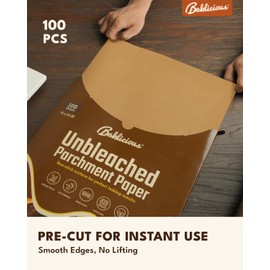 16x24 inch Unbleached Heavy Duty Parchment Paper Sheets, 100Pcs Precut Non-Stick Full Parchment Paper for Baking, Cooking, Grilling, Frying, Steaming, Full Sheet Baking Pan Liners