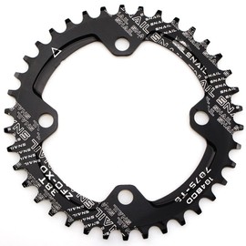 Chain Ring 38T 104BCD Mutte MTB Racing Bike Single Narrow Wide Round Chain Ring (Black, Aluminum Alloy)