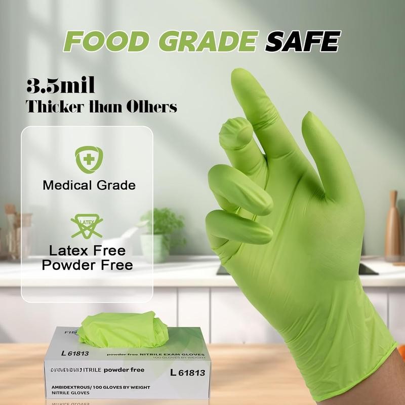 Disposable Latex-Free Gloves Green - 3.5mil 100 count Gloves Cleaning