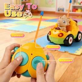 MagicKidz Dinosaur RC Car for Kids - 2-Pack Remote Control Dino Toy Cars for Boys Toddlers Ages 18+ Months, 2 3 4 5 Year Old, Birthday Gifts with Lights and Music