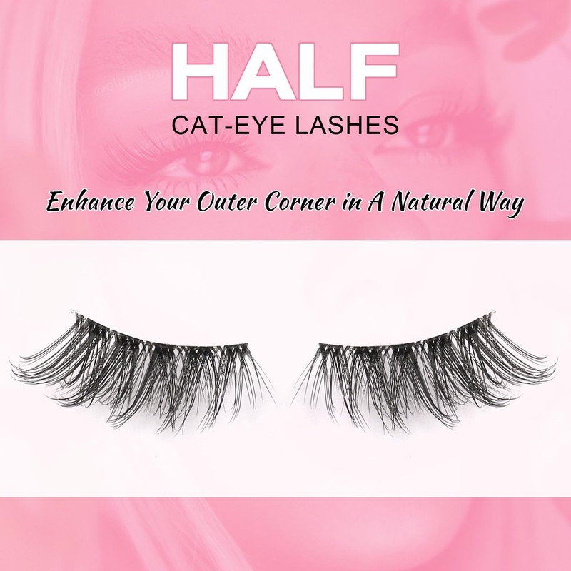 Sixstarhair Half Lashes Natural Looking Cat Eye Lashes with Clear