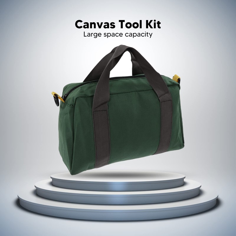 Canvas Tool Bag, Wide Neck Tool Bag, Portable Waterproof Canvas