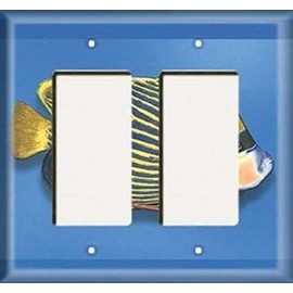 SnazzySwitch Yellow Fish Decorative Light Switch or Outlet Cover - Double Rocker (Decora)