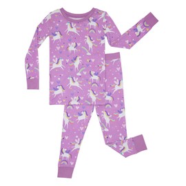 Little Sleepies Two-Piece Pajama Set for Boys & Girls, Soft Viscose from Bamboo Toddler Pajamas for Kids, Family Matching PJs, Sienna's Unicorns, 9-10