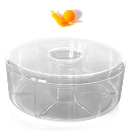 Venmark Plastic Round Organizer with Lid – Storage Holder Caddy for Snacks, Cosmetics, Makeup, Teas, and Condiments - Pantry, Kitchen Counter, Drawer, Cabinet Clear Acrylic Container with Tea Bag Clip