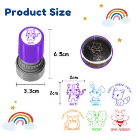 6 Pieces Self-Inking Teacher Stamps, Teacher Rating Reward Motivation Stamps, Cute Cartoon Kids Stamps, Praise Seal Encouragement, Student Homework Stamper