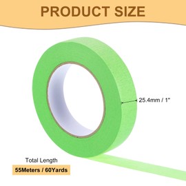 Rebower Masking Tape Green Painters Tape Paper Tape [for Crafts DIY Walls Painting Packing Automotive Home Decoration Teaching]- 1 Inch x 60 Yards/1 Roll