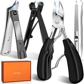 Heavy-Duty Toenail Clippers for Seniors – Large Ingrown Toenail Cutter for Thick Nails, Wide Opening Design, Perfect Christmas Stocking Stuffer Gift for Men - Color: Black Angled Head&Slanted Nail Clippers