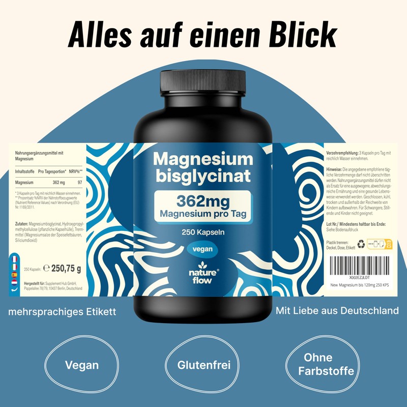Magnesium Bisglycinate High Dose - 250 Capsules - 362 mg