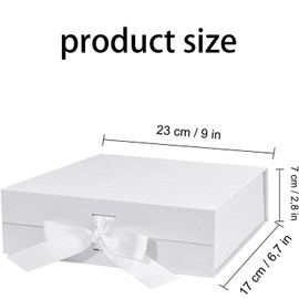 Gift Box with Bow, Magnetic Gift Box with Lid, for Birthday, Christmas, Reusable Gift Packaging Box, Valentine's Day (White)